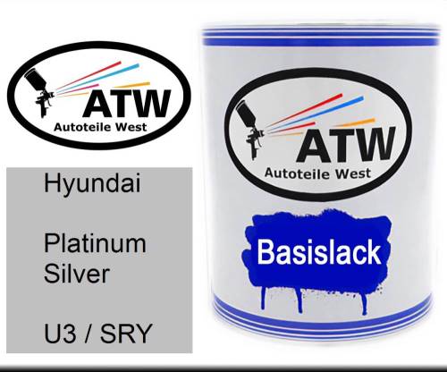 Hyundai, Platinum Silver, U3 / SRY: 1L Lackdose, von ATW Autoteile West.